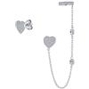 Bling Jewelry Catena A Forma Di Cuore Cartilage Ear Cuff Avvolgere Orecchino Pave CZ Stud Helix Orecchino Stud Set .925 Argento