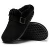 JOMIX Ciabatte Invernali Donna in Peluche Calde Pantofole Pelose Eleganti da Casa Zoccoli Comodi Suola Antiscivolo in Sughero Sabot Imbottito con Pelliccia WCT255274 Nero 38