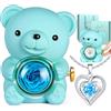 Aloskart Orso di Rosa Eterna con Collana a cuore, Orsetto Rosa Eterna Stabilizzata, Regalo San Valentino per lei, Idee Regalo Donna Compleanno, Regalo Natale per Moglie Mamma Fidanzata, Anniversario