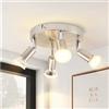 Glitzerlife Faretto da Soffitto Rotondo - LED Plafoniera Faretto da Soffitto 4 Luci GU10 Orientabile 350° Metallo Moderno Lampada da Soggiorno per Camera da Letto Cucina Sala da Pranzo Corridoio