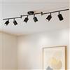 Gr4tec Faretti LED da Soffitto Orientabili 6 Luci, Moderna Binario Faretti GU10, Faretto LED Interno Nero, Lampadario da Soffitto per Soggiorno Cameretta Cucina, Senza Lampadine