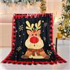LLTTEER Coperta Natalizia con Babbo Natale, Coperta Plaid Flanella Natalizia Babbo Natale e renna fiocco di neve, Coperta di Natale per divano,Caldo Letto Coperta (Natale-04, 150 x 200 cm)
