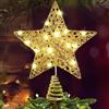 Stella Albero Di Natale in Plastica,10cm Metallico Glitterato Stella Punte,Stella Puntale per Albero Di Natale,Decorazione Christmas Tree Topper Decoration Star,Oro/argento/rosso,3 pcs