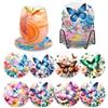 MOGTAA Kit di 8 sottobicchieri a forma di farfalla con supporto, kit di sottobicchieri 5D per adulti, bambini principianti, set di sottobicchieri fai da te con pittura floreale per decorazioni