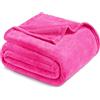 Exclusivo Mezcla Coperta in Peluche Sherpa, per Divano o Letto, Tutte le Stagioni, Morbida e Calda, Soffice e Leggerissima, 230x270 CM, Rosa Fluorescente