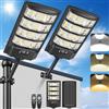PEAKRO Lampione Solare Led Esterno, 6000K Bianca e 3000K Calda Faro Stradale Solare Impermeabile con Telecomando, Sensore di Movimento, Lampada da Giardino Faretti Esterno Solari per Garage Strada(2)