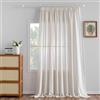 MYSKY HOME Tende extra larghe in lino con nastro arricciato, tenda divisoria per ambienti, set da 1 pezzo, stile naturale, tenda per soggiorno semitrasparente, Linen Curtains, H 260 x L 300 cm, colore