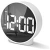 Lafocuse Sveglia Digitale da Comodino con Rotonda Display LED Curvo, 2 Allarme, 4 Luminosità Regolabile, Snooze, Orologio da Tavolo Digitale per Camera da Letto, Bianco