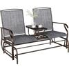 Outsunny Panchina a Dondolo da Giardino a 2 Posti in Metallo e Tessuto a Rete Traspirante, 147x78x101.5cm, Marrone e grigio