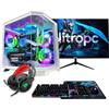 NitroPC - Pack Gold Plus | PC Gaming Completo (Intel Core i5 14400F 4/8 4.7GHz, RX 6600 8GB, RAM 16GB, M.2 1TB, Windows 11, RGB | WiFi, Monitor 24, Tastiera, Mouse, Cuffie) PC fisso (Bianco)