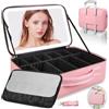 Suupvaor Grande borsa da viaggio per trucchi con specchio LED, custodia professionale 38,1 cm, 3 modalità colore, specchio illuminato dimmerabile, organizer cosmetici