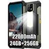 Ulefone Armor 24 Rugged Smartphone 4G, 24GB+256GB Android 14 Telefono Robusto, 64MP Visione Notturna Infrarossi, 22000mAh 66W, 1000 Lumen Luce LED, 6.78" FHD+ Cellulari Resistente IP68, NFC/OTG/GPS