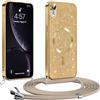 Phoona Glitter Cover per iPhone XR 6,1 con Cordino, Antiurto Silicone Protezione, Compatibile con MagSafe Cover con Cordino, Anti Graffi, Non Ingiallente, Oro