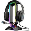 THE G-LAB K-Stand RADON Supporto per Cuffie da Gioco - Retroilluminazione RGB, USB HUB 2 x 2.0, Base antiscivolo - Supporto universale per Cuffie Gaming per PC PS4 XBOX One Nintendo Switch (Nero)