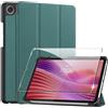 Heioloo Custodia per Lenovo Tab One 8.7 2025 Cover in Pelle Case, + [1 Pezzi] Vetro Temperato Pellicola Protettiva [Auto Svegliati/Sonno][Supporto Funzione ] [Anti-Scratch] Verde