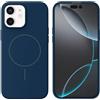 Mixroom - Custodia Cover Case per iPhone 12 / iPhone 12 PRO in Tpu silicone liquido morbido compatibile con MagSafe con cerchio magnetico integrato Blu C09