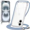 Oelrstfe Cover con Cordino per iPhone 17, Trasparente Silicone Custodia con Regolabile Collana Laccio Tracolla, Antigraffio Proteggere Case Corda per iPhone 17, Blu