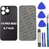 Peixiong Sostituzione del coperchio del vetro posteriore 14 Pro Max per iPhone 14 Pro Max Sostituzione del vetro posteriore posteriore da 6,7 '' con kit di strumenti di riparazione,Colore:Nero siderale