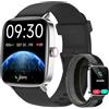 Fitpolo Smartwatch Uomo Donna Chiamate e Whatsapp, 1.85 Smart Watch Contapassi Cardiofrequenzimetro da polso/SpO2/Contapassi/Sonno, Orologio Smart Fitness Sportivo Impermeabile per Android iOS Nero