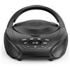 Gueray Lettore CD Portatile Boombox - Radio CD Compatto con Altoparlanti Stereo, Radio FM, Ingresso AUX 3.5 mm, Jack per Cuffie e Display LCD per Interni, Esterni, Viaggi & Audiolibri (Nero)