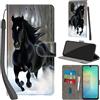 PHINIENLAND Cover per Samsung Galaxy A26 / A18 / A17 custodia portafoglio Cavallo nero | 3 scomparti carte, 1 tasca banconote, Chiusura magnetica, Supporto, Pelle PU flip cover per Samsung A26 / A17