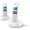 Philips DECT D1612W/34 - Telefono Cordless Casa, Retroilluminato, Suono HQ, Fino a 4 Portatili, Con Vivavoce, Basso Consumo, ID Chiamante, Telefoni Fisso - Colore Bianco (Compatibile: ES, IT, FR)