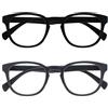 OPULIZE Pop 2 Pacco Retrò Giro Liscio Nero Opaco Grigio Uomo Donna Occhiali Da Lettura Cerniere Molla RR2-17 +1,50