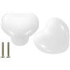 QUARKZMAN 2 Confezioni Pomelli per Cassetti in Ceramica, Pomelli a Forma di Cuore per Comò, Pomelli Decorativi con Vite M4 x 25mm per Armadio Guardaroba, Bianco