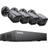SANNCE 1080P Kit Videosorveglianza Esterno, 2MP DVR 8 Canali senza HDD e 4 Telecamere Analogica Bullet con LED a Infrarossi Intelligente, Riconoscimento di Persone/Veicoli, Impermeabilità IP66