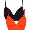 Tokyo Laundry Reggiseno sportivo da donna Misha (2 pezzi) senza ferretto, coppa piena, morbido cotone imbottito, Nero corvino / rosso fuoco, M