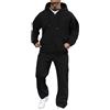 Laquieio Completo Tuta Felpe da Uomo con Cappuccio Leggero Basic per Attività Ricreative Giacca Autunno Muscolo Oversize Leggera Palestra Ragazzo Bodybuilding Sportiva con Tasche Tuta Felpata Complete Suit
