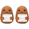 FreeSkill 2 patate portafortuna in lana - Mini peluche motivazionali con messaggio positivo e card di incoraggiamento