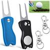 LBING Pitchfork Golf 2 pezzi Golf Divot riparazione pulsante pop-up | Con marcatore per palline, forchette da golf in acciaio inox, per sport all'aria aperta e classico strumento da golf