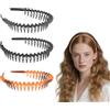 DTXLX 3 Pezzo Cintura per capelli in plastica,cerchietto capelli donna&Uomo,Onda lunghezza denti pettine-Grinding&tartarughe&lucido-Sport e fitness antiscivolo