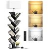 OUTONLIFE Libreria ad Albero a 9 Ripiani con Luce, Telecomando e Timer - Scaffale Salvaspazio Verticale in Legno, Piccola Libreria per Libri, CD, per Cameretta, Soggiorno, Ufficio