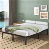 Lutown-Teen Letto 160x200 cm con Rete a Doghe, Giroletto Matrimoniale Alta 30 cm con Gambe ad Angolo Curvo, Rete Matrimoniale 160x200 con Contenitore Sotto il Letto in Ferro, Montaggio Facile, Nero