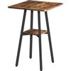 HOOBRO Tavolino da Bar, Tavolo Alto Quadrato da pub a 2 ripiani, Piccolo Tavolo da Pranzo da Cucina con Contenitore, per Cucina, Soggiorno, Marrone Vintage e Nero EBF51BT01