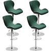 Levoberg 4 pezzi Coprisedia da bar curvo in velluto elasticizzato per sedia da bar con schienale elastico, copertura sgabello alto da cucina, verde scuro
