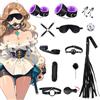 Fohil 13 Pezzi Set Bondage Sex Toys Giochi per Adulti BDSM Regolabile Manette SM Kit in Pelle Fetish Plug Anale Frusta Erotica per Principianti Set Bondage per Coppie Giocattoli Sessuali