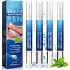 Muiefe 4 Pezzi Penna Sbiancante Denti, Kit Sbiancamento Dentale, Sbiancare i Denti Velocemente, Teeth Whitening Essence, Rimuove le Macchie Dentali, Sbiancante per Denti, Sorriso Perfetto (Menta)