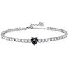 AM RINO MILANO Bracciale tennis donna con cuore colorato in zirconi, elegante gioiello brillante, disponibile in più colori, idea regalo romantica per fidanzata (nero)
