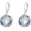YFN 70° compleanno Orecchini in argento 925 Albero della vita Orecchini a penzoloni in cristallo blu Gioielli di compleanno per donne