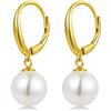 Jiahanzb Orecchini Donna Perle Oro Rosa Bianca Argento Sterling 925 Orecchini Pendenti Donna Perle Grandi Anallergici 10mm