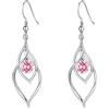 Qings Orecchini Ottobre Tormalina per Donna, Argento 925 Orecchini Pendenti Pietre Portafortuna Birthstone Orecchino Gemma Rosa Solitario, Belli Gioielli Regalo di Compleanno per Ragazza Mamma Figlia