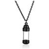 Jovivi Collana in acciaio inox con ciondolo a forma di urna in acrilico con ciondolo apribile, idea regalo e Acciaio inossidabile, colore: Nero , cod. TTDE001794