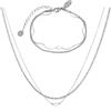 VICKWOOD Set di collane con perle a strati - cavigliere da donna 30 cm di lunghezza - collana - bracciale - oro rosa / argento - cavigliera in acciaio inox impermeabile 18 K - regalo per donne