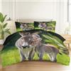 Generic Copripiumino 135 x 200 cm Erba Naturale Asino, Set letto matrimoniale per adolescenti e adulti con chiusura a cerniera, copripiumino in microfibra con 2 federe, Verde Scuro