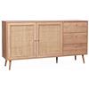 Alice's Home Credenza scandinava a 2 Ante in Canna, 150cm, Boheme, Marrone Naturale, 150x39x79 cm
