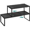SONGMICS Scaffali Portaspezie, Estensibili, Set di 2 Organizzatori da Cucina, Scaffali da Cucina Piccoli, Organizzatori per Armadio, Metallo, Scarpiere, Nero Opaco KCS402B01
