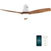 Cecotec Ventilatore da Soffitto con Luce EnergySilence Aero 5600 Aqua WhiteDarkWood Connected. 40 W, LED 18 W, Diametro 132 cm, Wi-Fi, Telecomando, Protezione IP44, Timer 8 Ore, 3 Pale, 6 Velocità